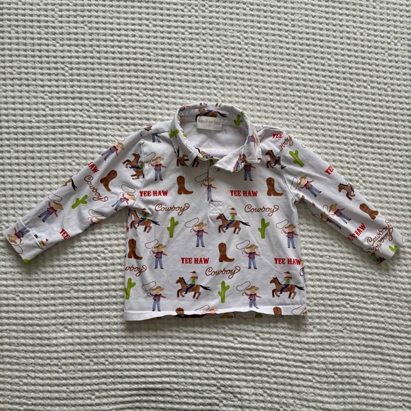 Cecil And Lou Other - Cecil & Lou Long Sleeve Rodeo Cowboy Yee Haw Western Polo Shirt: Toddler Boys 2T